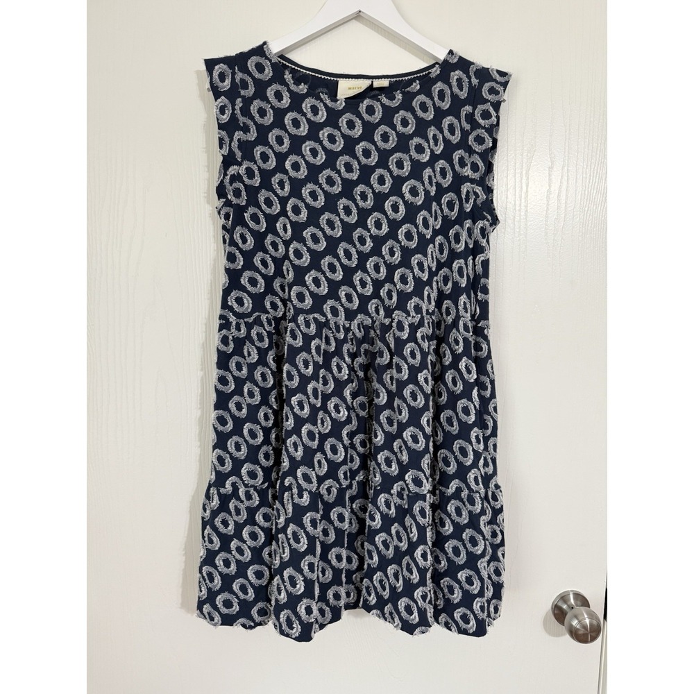Anthropologie Lisanne Maeve Navy & White Textured Tunic Dress Size Small - Picture 5 of 8